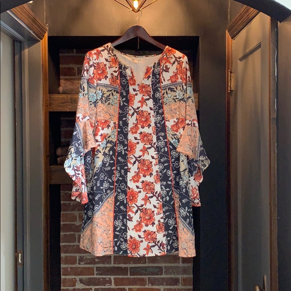Floral mid length dress.